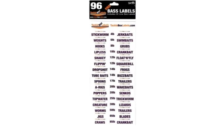Pro Bass Tackle Box Labels From Bass Angler Magazine